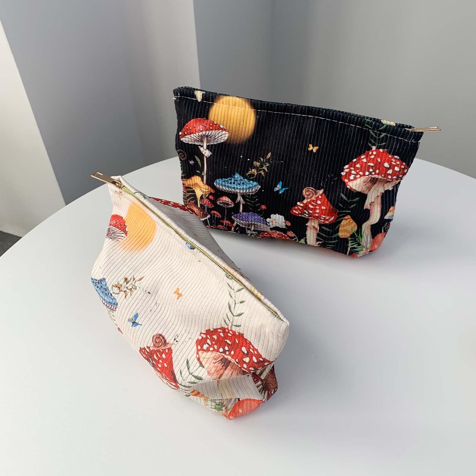 Cute Mushroom Makeup Bag with Zipper - Soft Cosmetic Pouch for Women | Halloween Christmas Gift & Travel Storage
