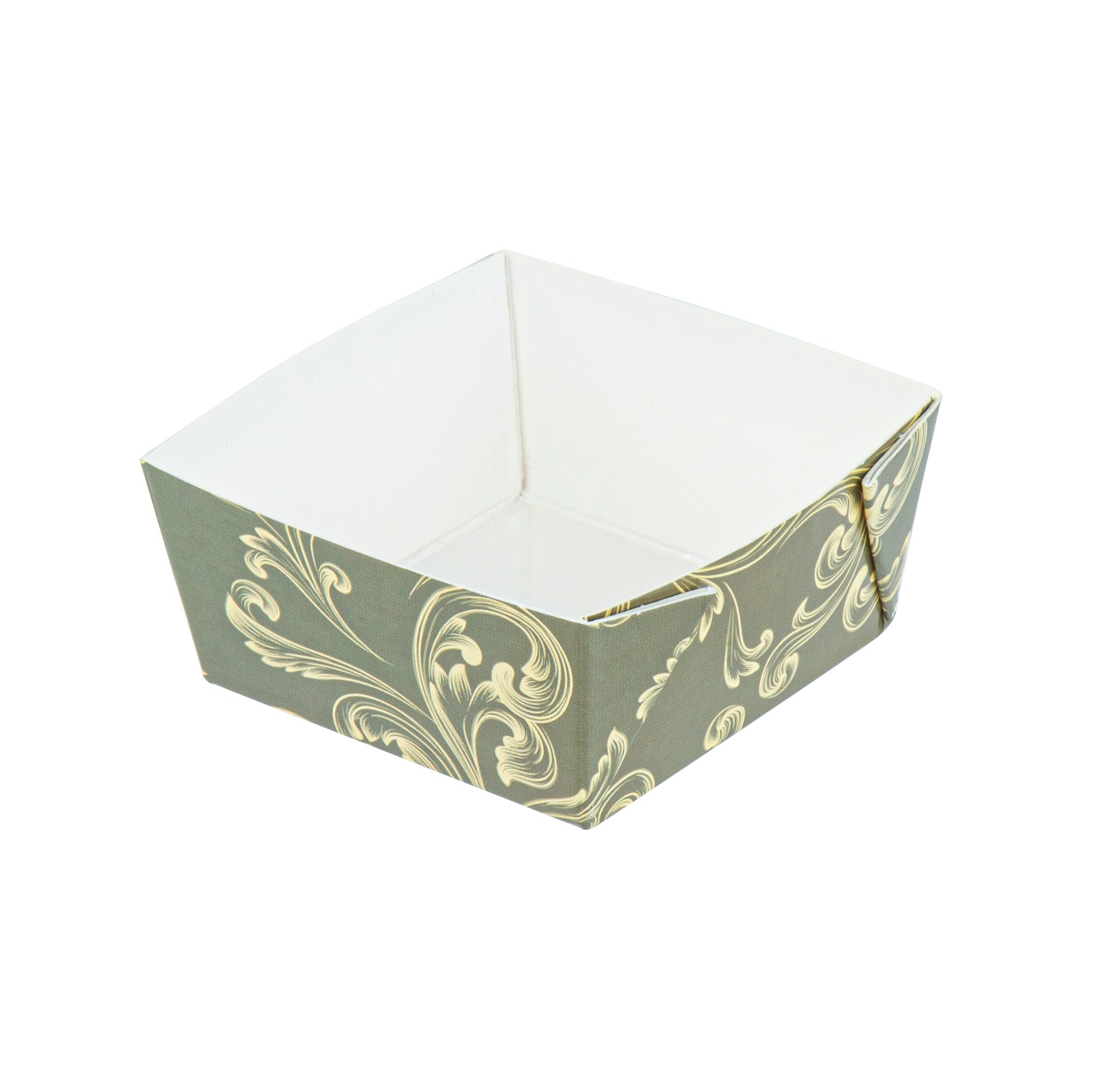 Bake Tek 6 oz Square Dark Green Vintage Floral Paper Baking Cups - Greaseproof Muffin Liners (3x3x1.5 Inch) - 100 Count Box - Perfect for Cupcakes, Muffins & Party Desserts