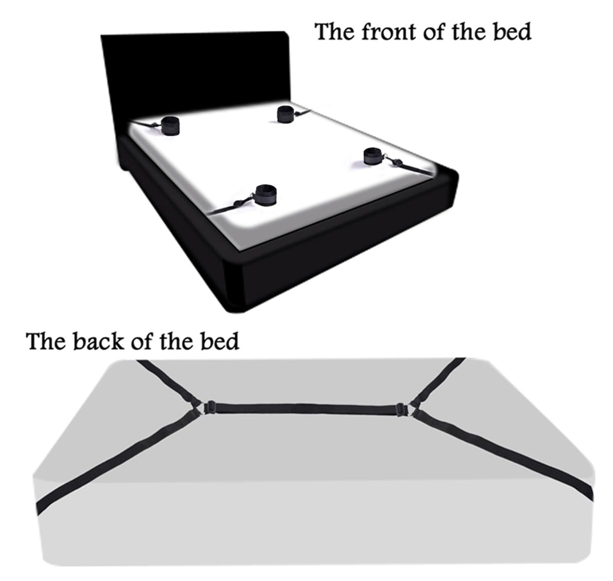 **Queen Size Bed Restraints for Couples – Adjustable Bondage Kit with Hand & Foot Cuffs – King Bed Restraint Set for BDSM, Submissive Play & Spicing Up Intimacy – Perfect for Roleplay & Sensory Exploration**