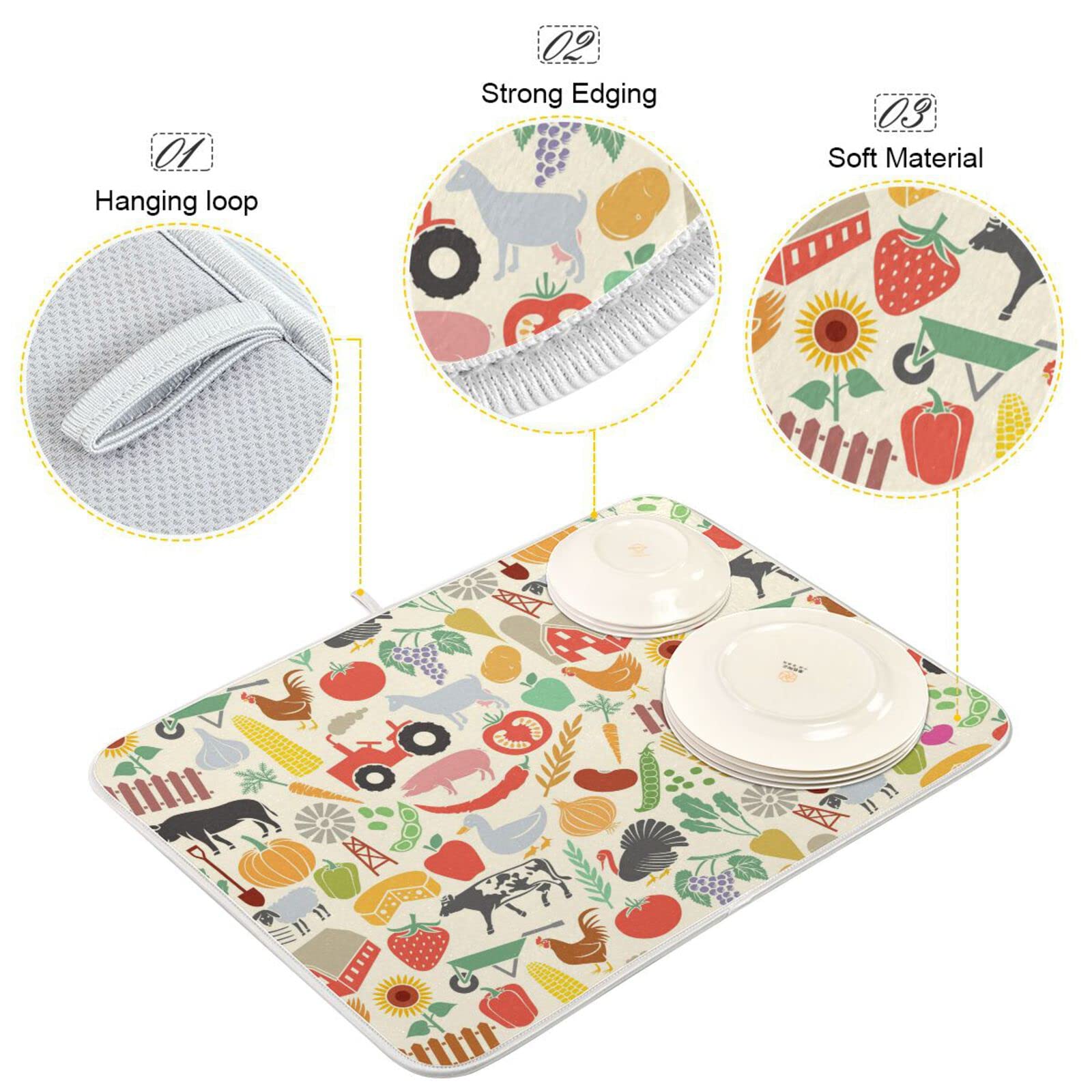 Premium Microfiber Dish Drying Mat for Kitchen Counter - 18