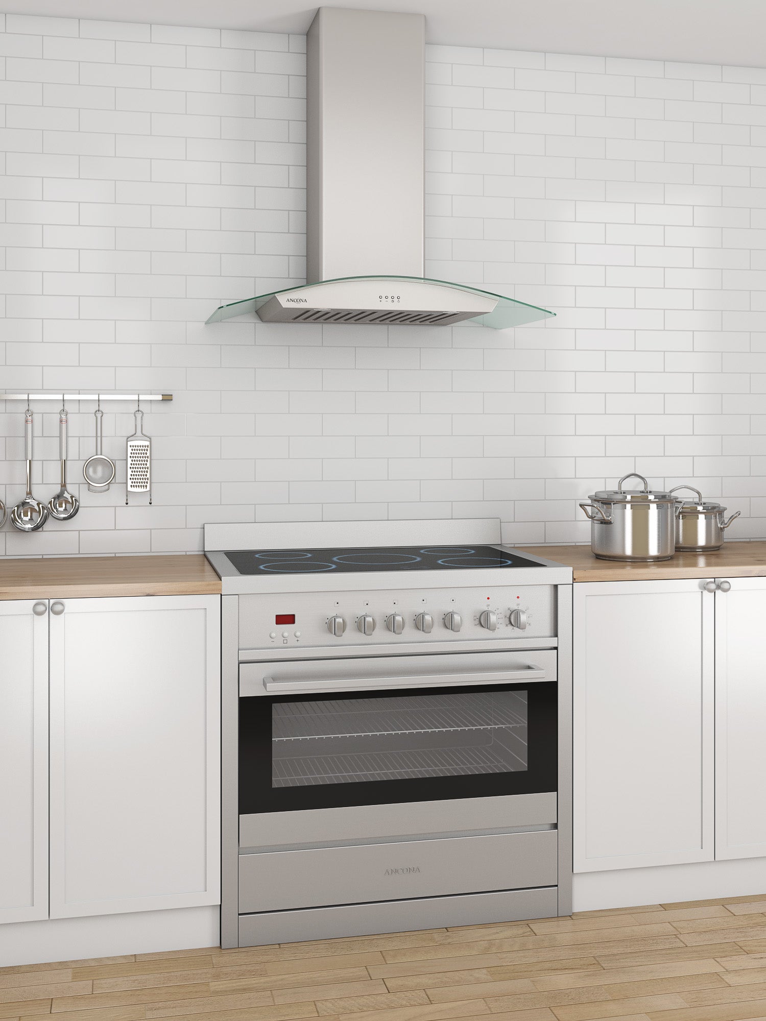 GCP536 36 Inch Stainless Steel Wall Mount Range Hood with Glass Canopy - Powerful Kitchen Ventilation for Smoke & Odor Removal - Perfect for Modern Home Cooking & Grilling