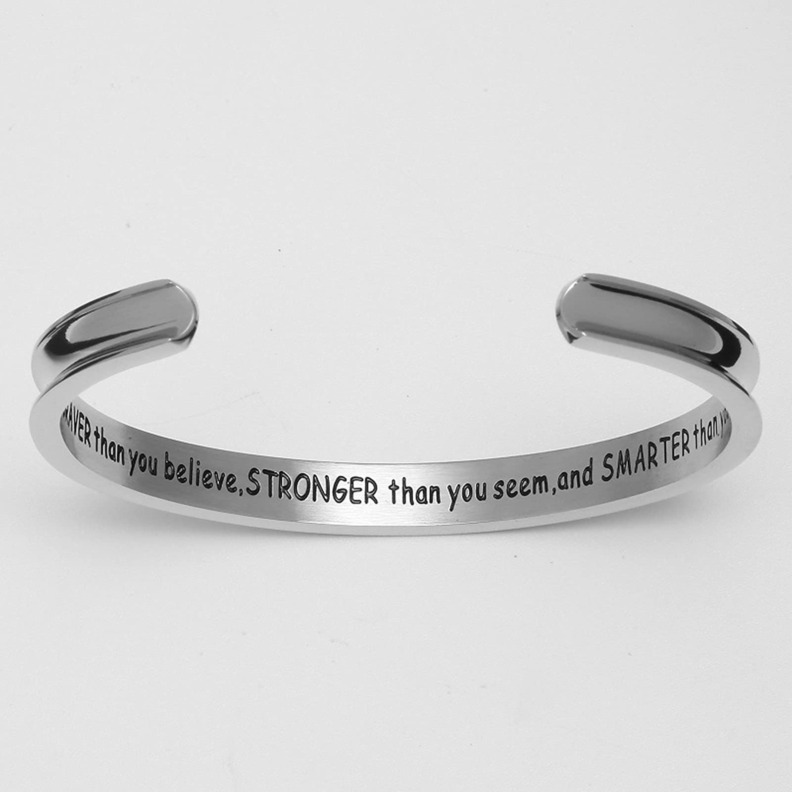 Inspirational Cuff Bracelets for Women - Stainless Steel Motivational Bangle Jewelry - Perfect Gift for Birthday, Graduation, Back to School - Wear Daily for Confidence Boost & Positive Vibes