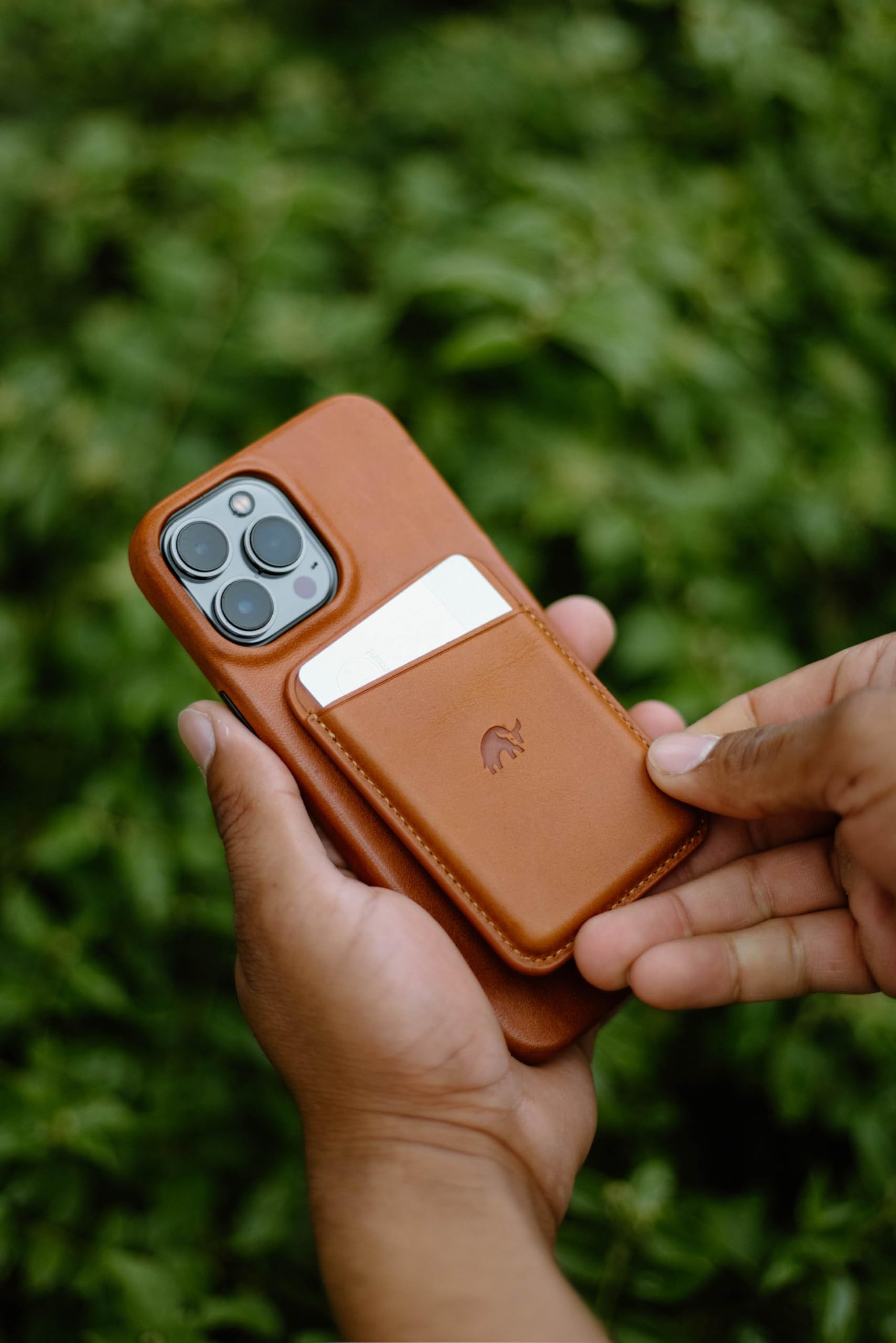 Premium Leather MagSafe Wallet for iPhone - Bullstrap Genuine Leather Slim Card Holder with Strong Magnetic Grip (Sienna Brown) | Compatible with MagSafe Cases | Perfect for Everyday Carry, Travel & Minimalist Lifestyle