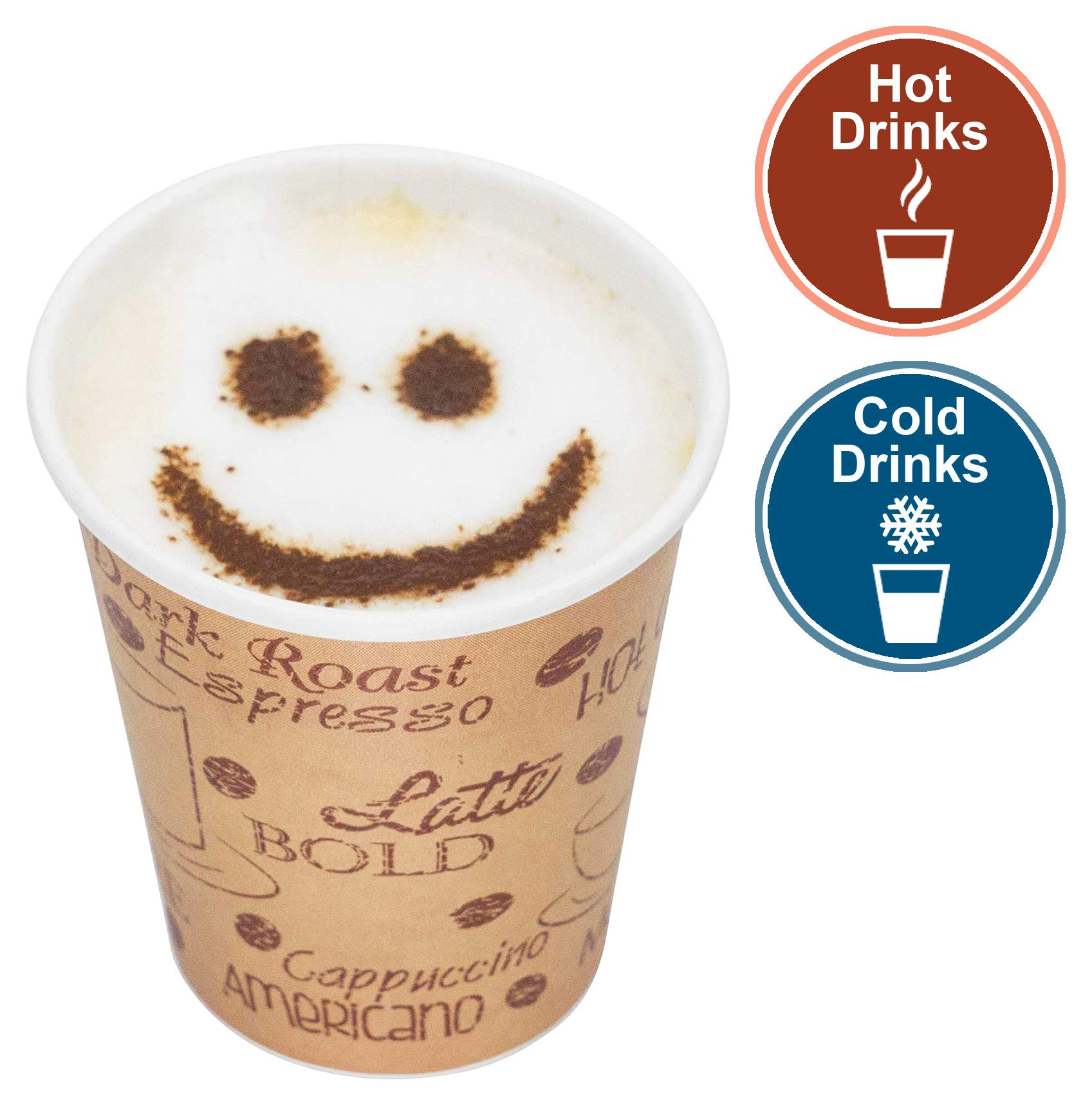 8oz Disposable Paper Coffee Cups with Black Lids - 50 Pack - Double Shot Espresso To Go Cups for Office, Cafes & Catering - Eco-Friendly Medium Size Hot Drink Containers