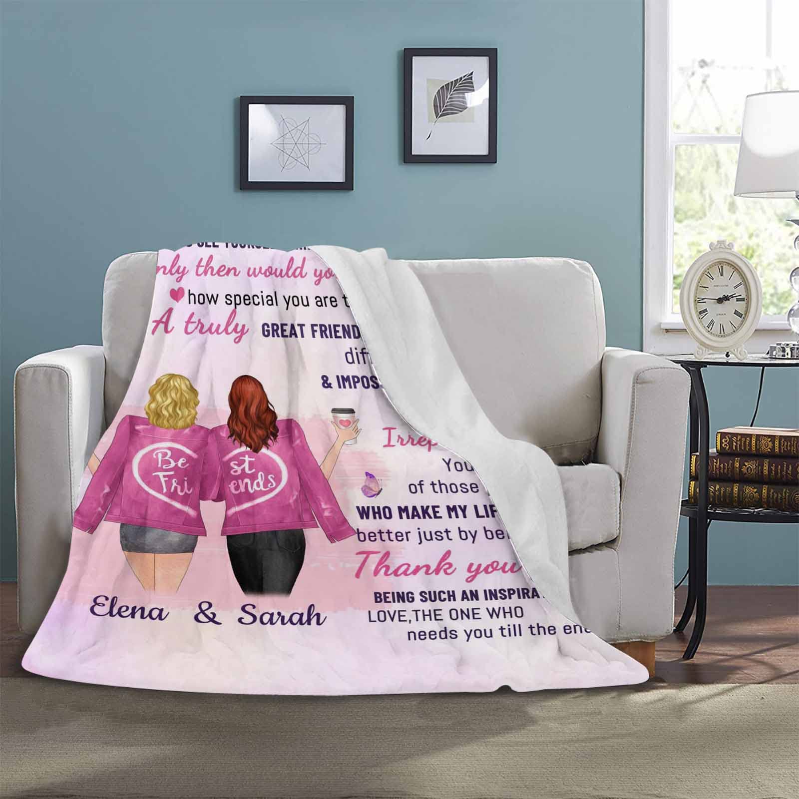 Personalized Best Friend Blanket - Custom Name Throw Gift for Sister, BFF & Women - 60
