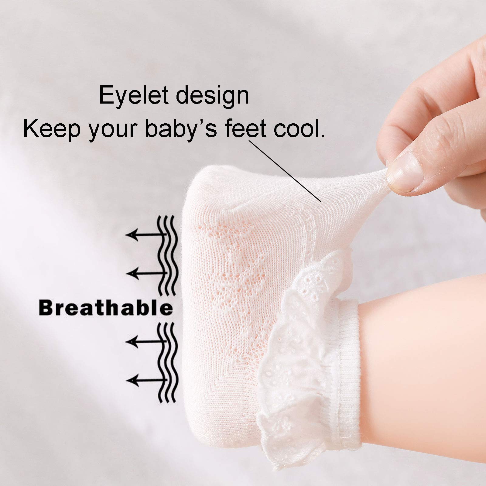 Adorable Baby Girl Lace Socks - Double Eyelet Ruffle Frilly Socks for Newborns & Toddlers (3-Pack) | Perfect for Special Occasions, Photo Shoots & Everyday Wear