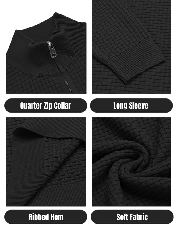 COOFANDY Men's Slim Fit Lightweight Quarter Zip Sweater - Mock Neck Knit Pullover for Casual & Business Wear | Perfect for Office, Travel & Outdoor Activities