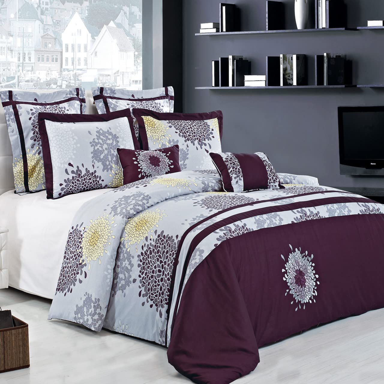 Royal Hotel Luxury 8-Piece Full/Queen Comforter Set with Down-Alternative Filling - Ultra Soft Bedding Collection for Master Bedroom & Guest Room Decor