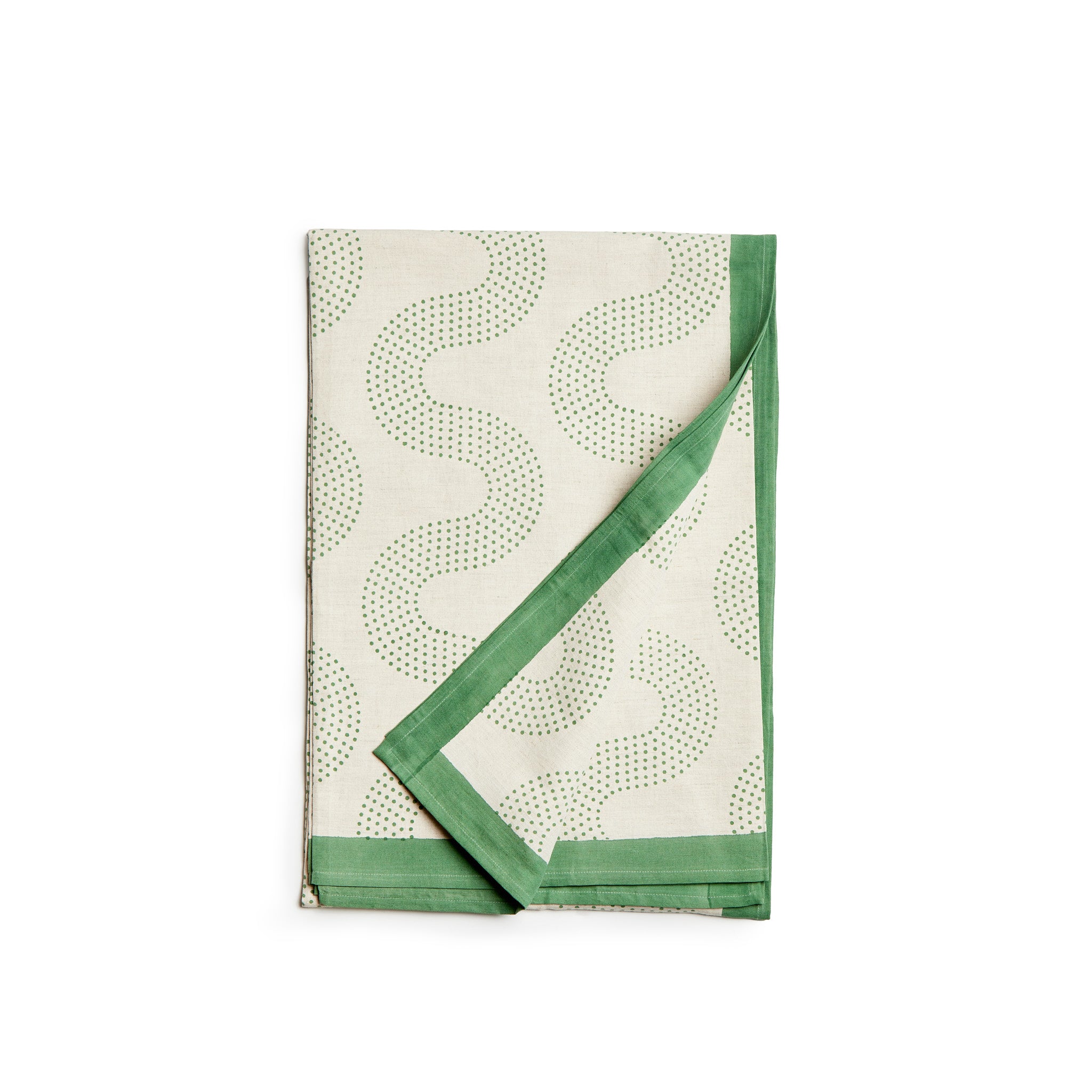 Elegant Squiggle Dot Tablecloth in Basil Green - Perfect for Dining Room Decor, Kitchen Tables, and Party Events