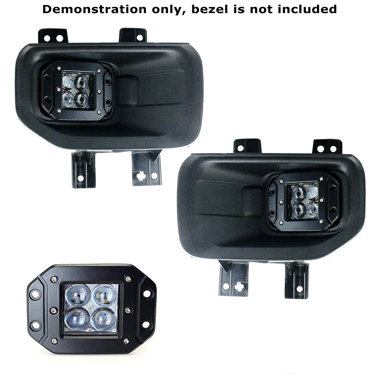 4D CREE LED Projector Pods with Wiring Harness & Mounting Brackets - Compatible with Ford F150 (2015-2020), F250/F350 (2017-2020) - Off-Road Lighting, Truck Accessories, Fog Lights Replacement
