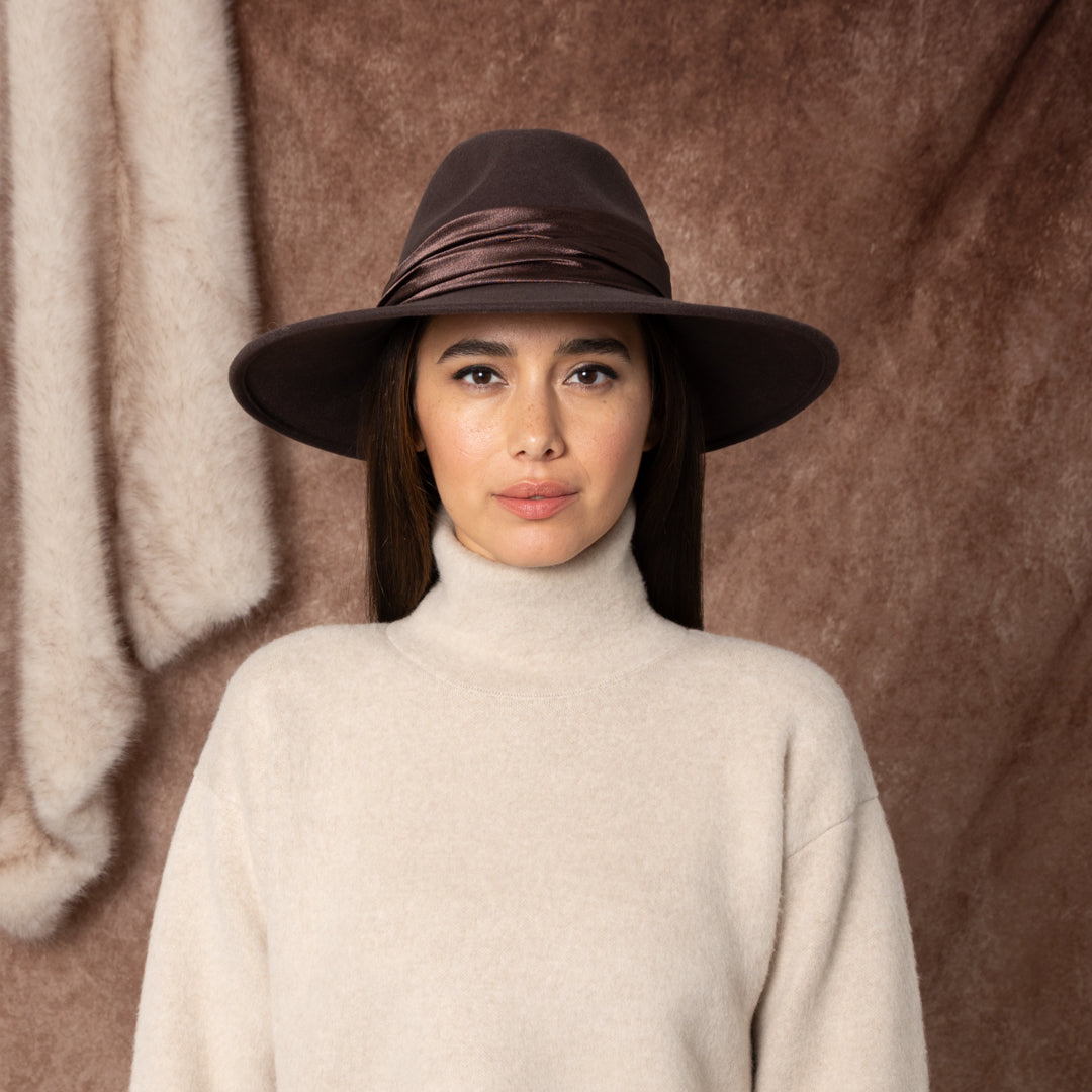 Stylish Emmanuelle Wool Felt Fedora Hat for Women - Classic Wide Brim Winter Fashion Hat - Perfect for Outdoor Activities, Travel & Casual Wear