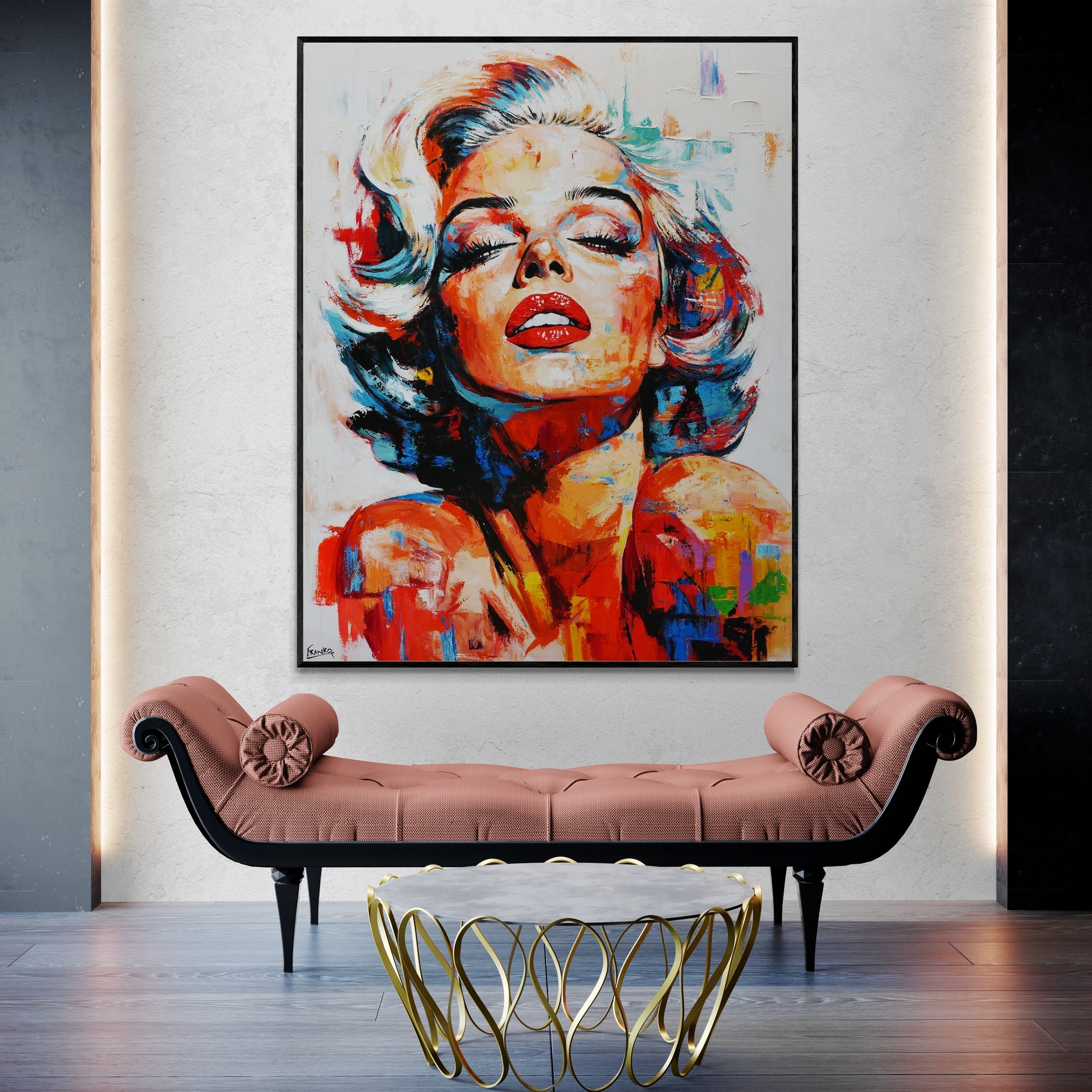 140cm x 180cm Marilyn Monroe Textured Abstract Realism Canvas Art Print - Blonde Ambition Wall Decor for Living Room, Bedroom & Office