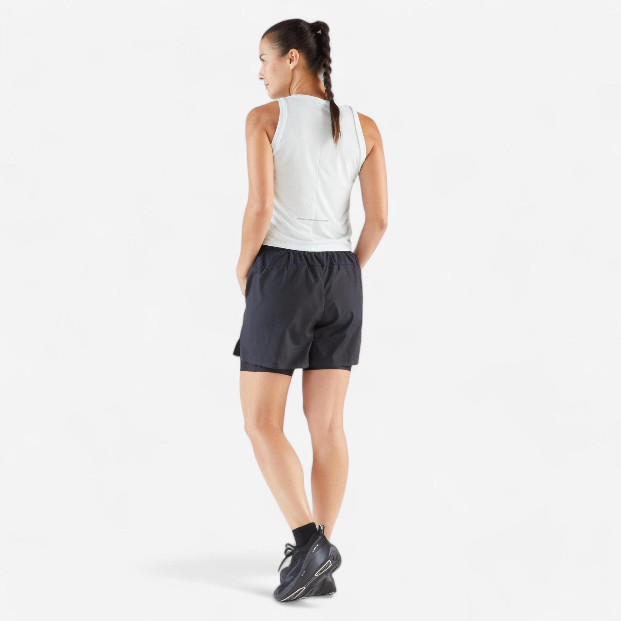 Kiprun Women's Run 500 2-in-1 Compression Running Shorts - High Waist Athletic Shorts with Built-in Liner for Women - Perfect for Running, Training & Gym Workouts
