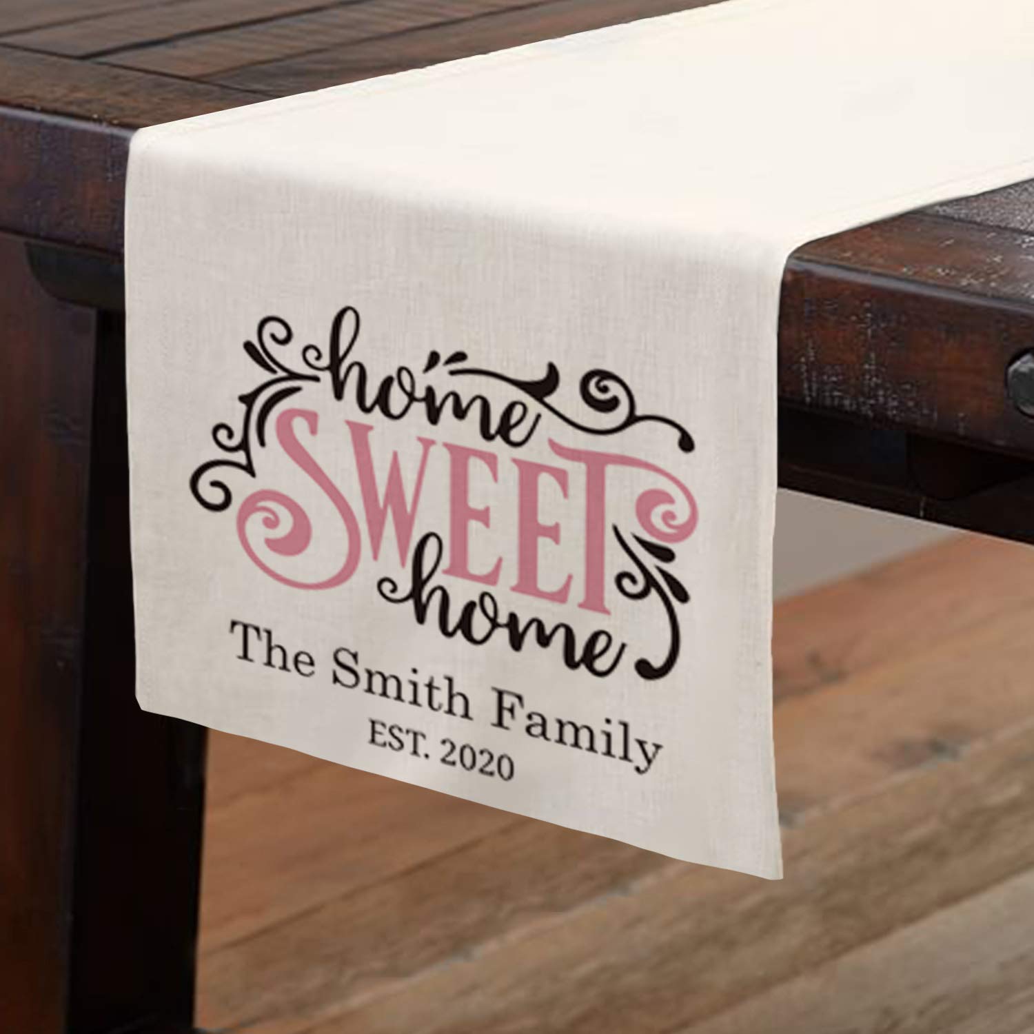 Personalized Table Runner with Family Last Name & Established Year - 13 x 72 Inch Custom Tablecloth for Kitchen & Dining - Indoor/Outdoor Decoration for Weddings, Holidays & Family Gatherings