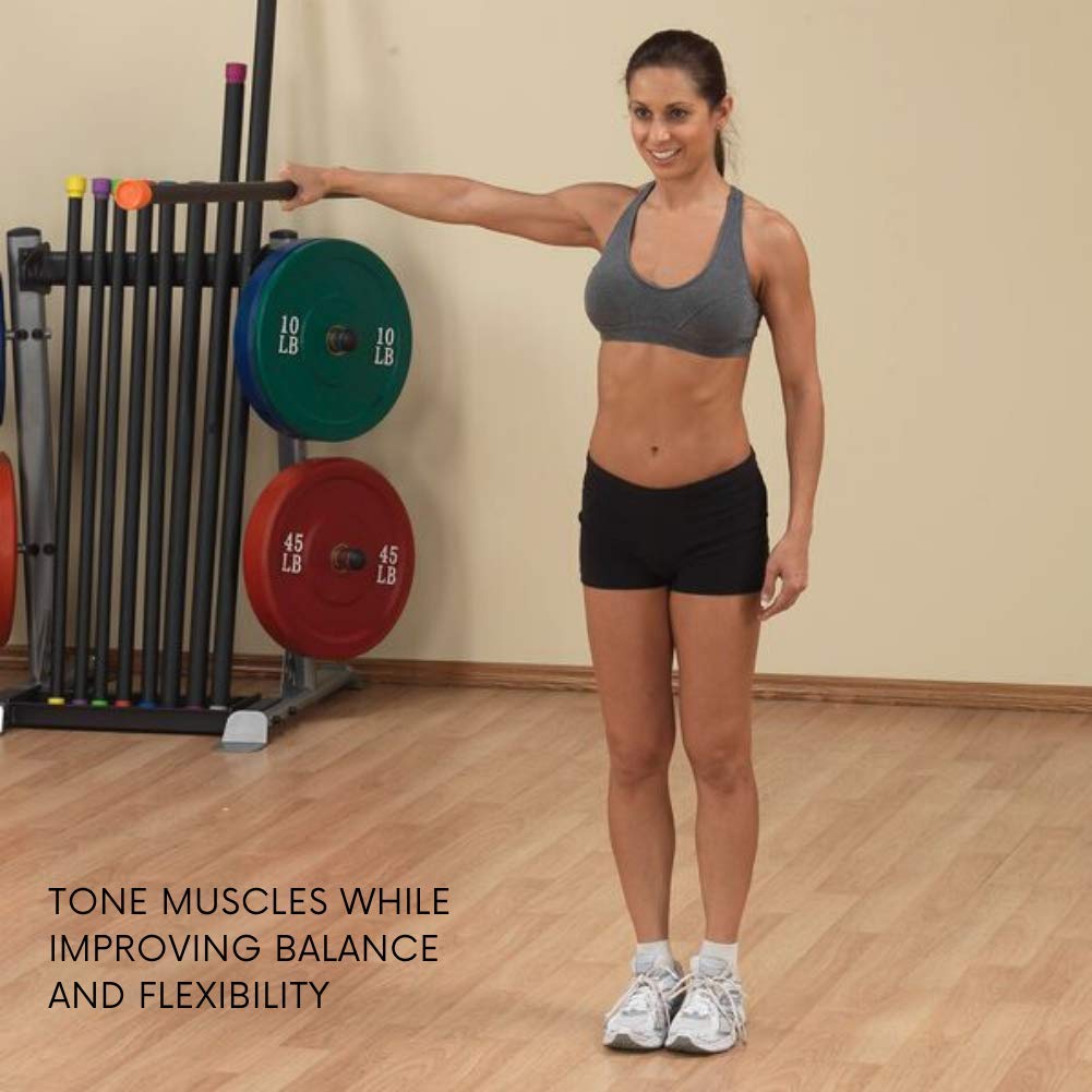 Body-Solid Rubber Padded Weighted Bar - Strength Training & Stretching Equipment for Physical Therapy, Yoga, Pilates, Aerobics & Home Workouts | Perfect for Muscle Toning, Flexibility & Rehabilitation Exercises