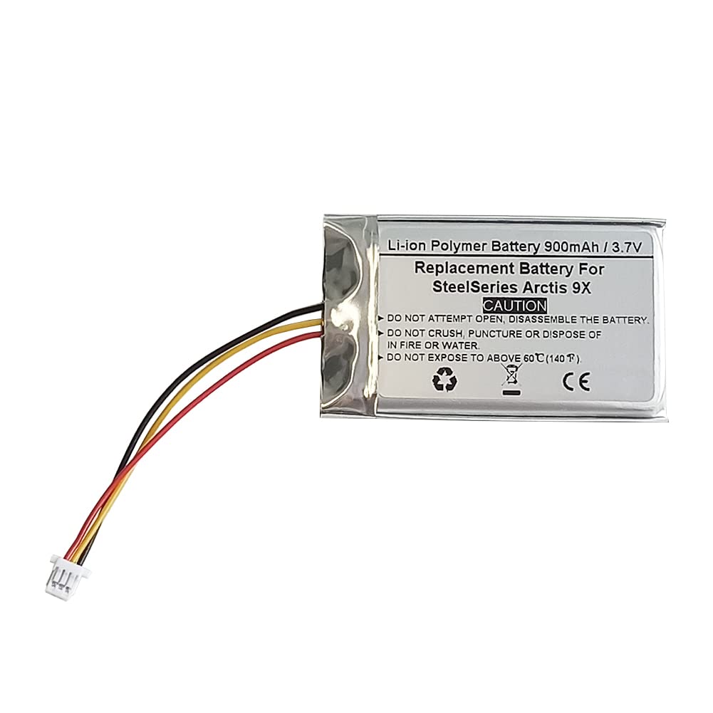 900mAh 3.7V Rechargeable Lithium Battery Replacement for SteelSeries Arctis 9X & PDP LVL50 Wireless Gaming Headsets - Compatible with FT603048P - Perfect for Extended Gaming Sessions & Wireless Audio