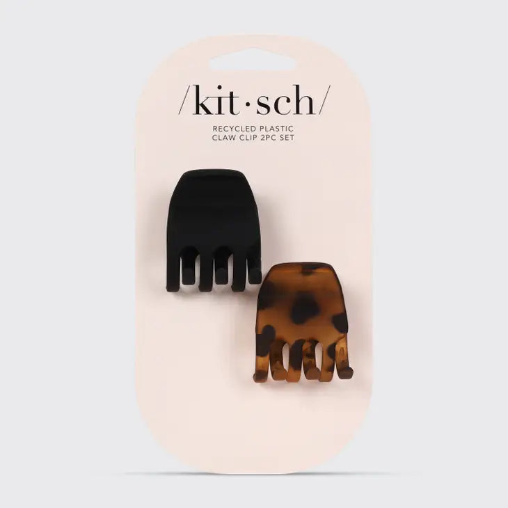 Eco-Friendly Medium Hair Claw Clips 2-Pack - Black | Strong Hold Hair Clips for Women, Perfect for Ponytails, Buns & Everyday Hairstyles