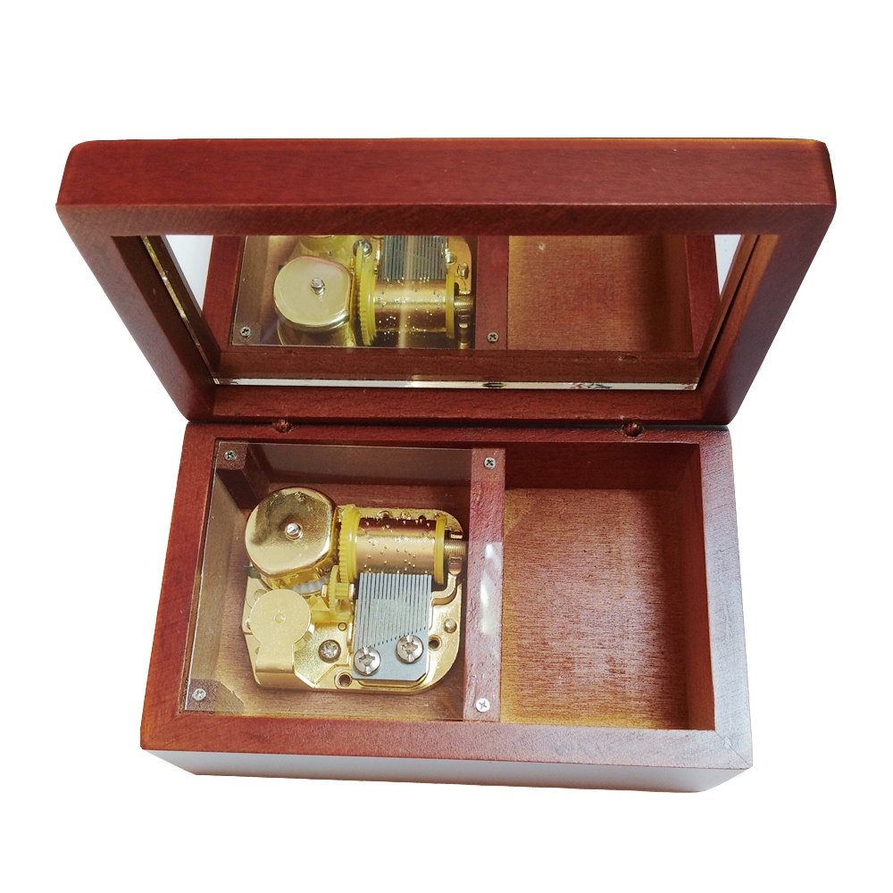 18-Note Antique Wind-Up Wooden Musical Box with Gold-Plated Movement - Plays 'Let It Go' - Perfect for Christmas Gifts, Home Decor & Collectibles