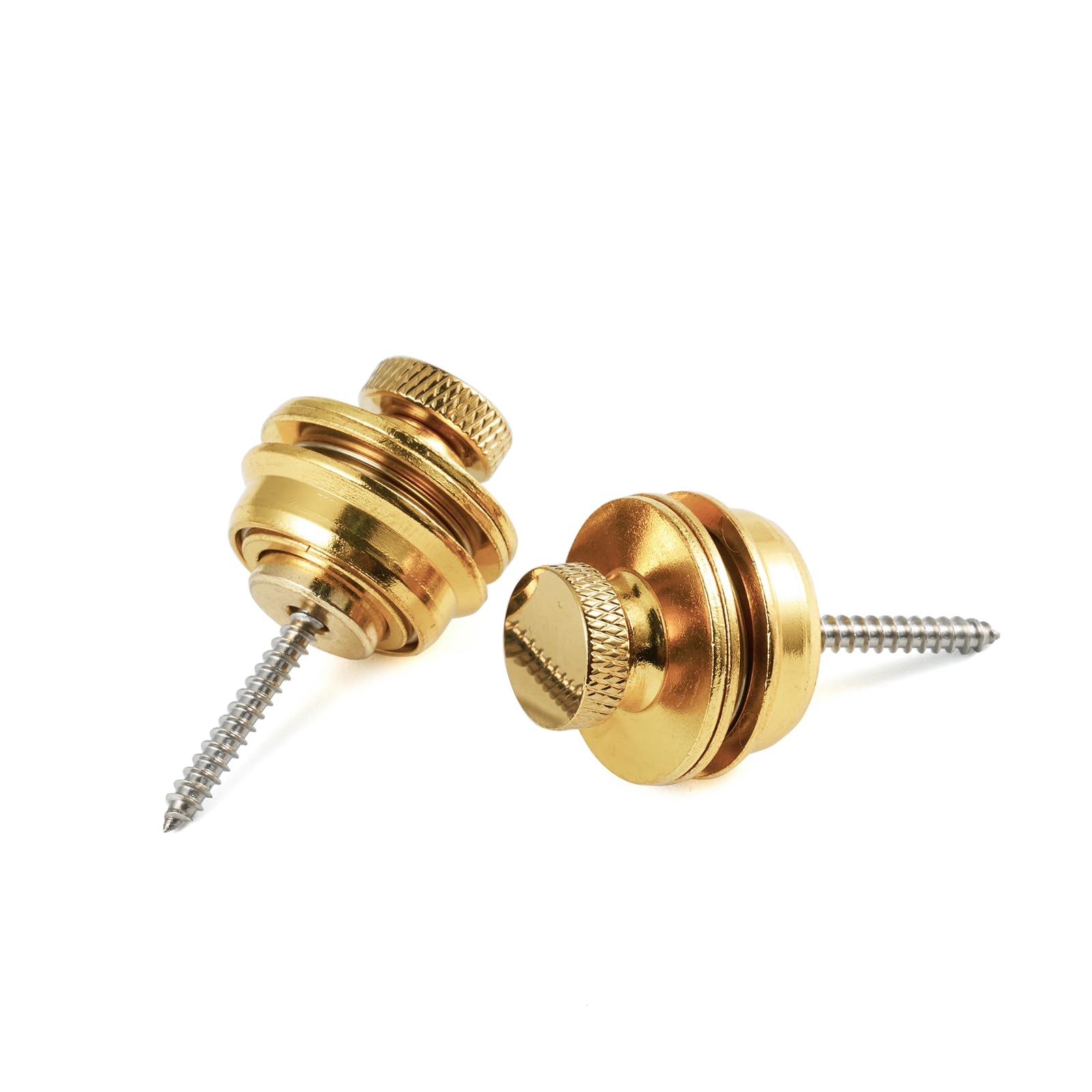 Premium Gold Electric Guitar Strap Locks - Secure Quick Release Bass Guitar Straps for Fender Strat, Tele, Les Paul & Acoustic Guitars (2-Pack) - Perfect for Live Performances, Studio Sessions & Stage Shows