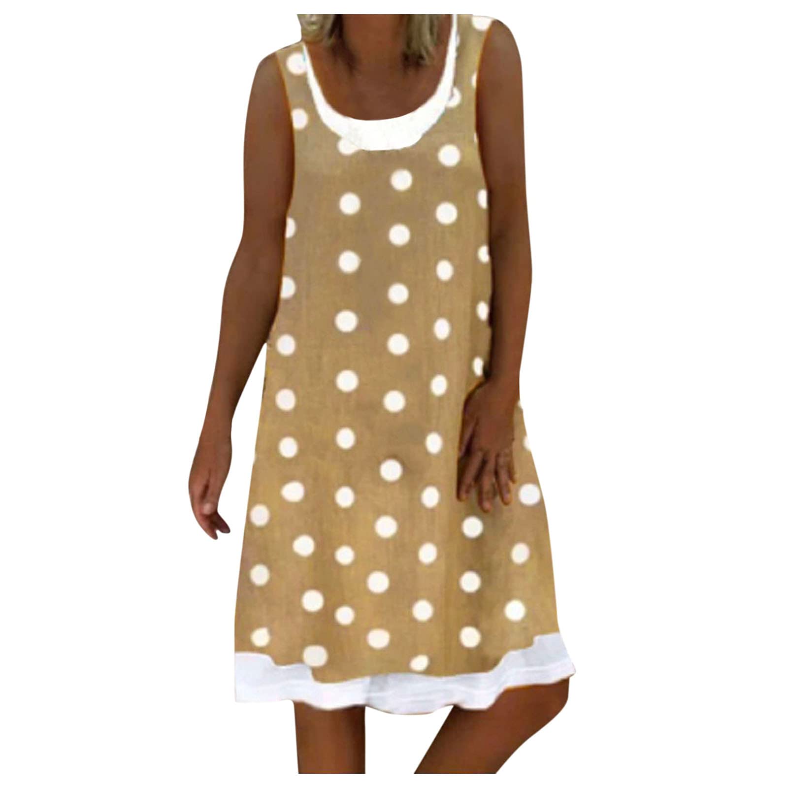 Women's A-Line Casual Summer Dress - U-Neck Sleeveless Loose Fit Printed Midi Dress for Ladies | Perfect for Beach Outings, Brunch Dates & Casual Wear