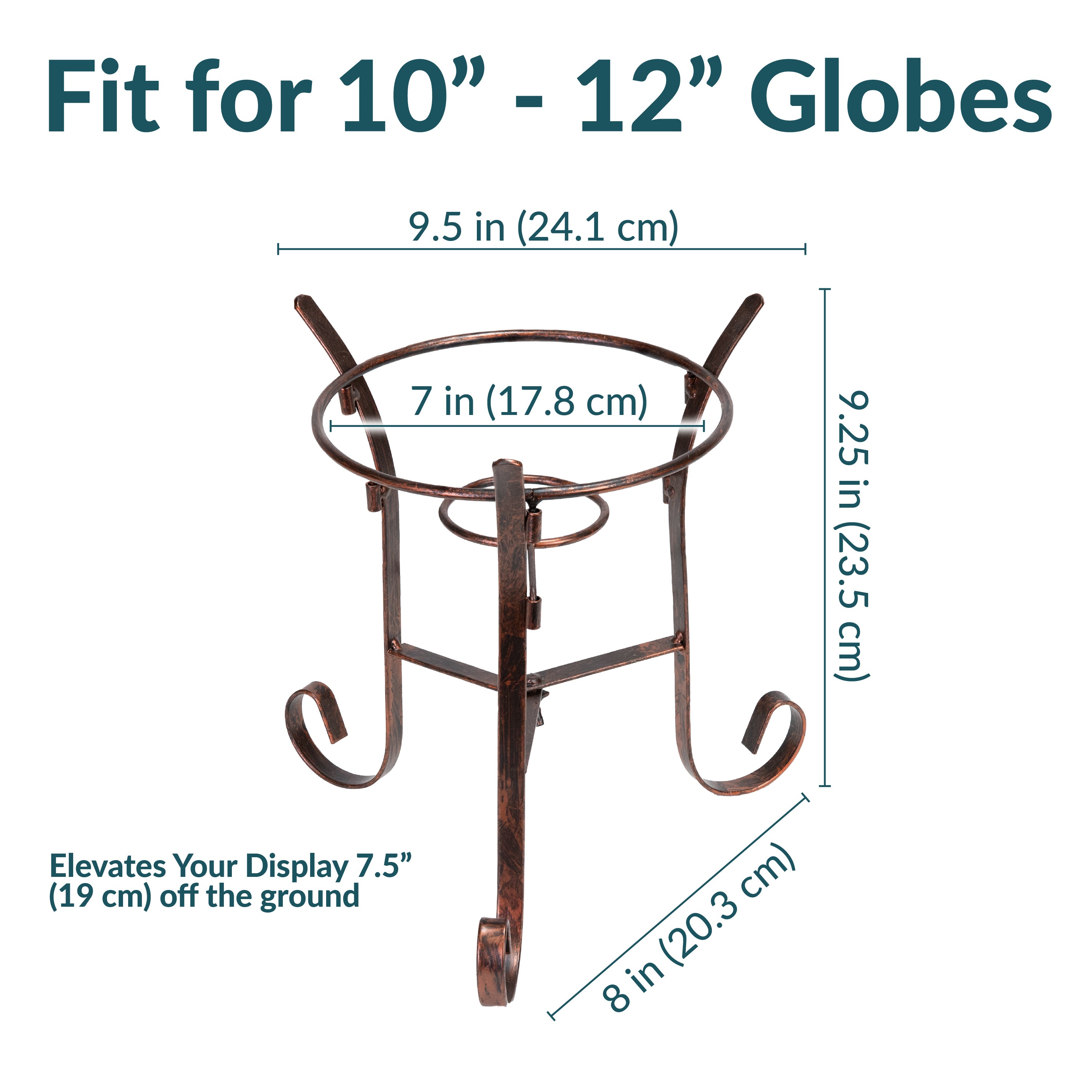 Sunnydaze Black Steel Traditional Style Gazing Globe Stand - 9 Inch Garden Decor for Outdoor Patio, Lawn & Yard Decoration | Perfect for Landscaping, Flower Beds & Backyard Ornaments