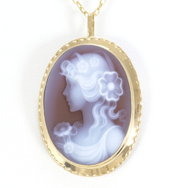 18K Yellow Gold Cameo Necklace & Brooch Set - Vintage Stone Cameo Jewelry for Women - Perfect for Weddings, Parties & Special Occasions