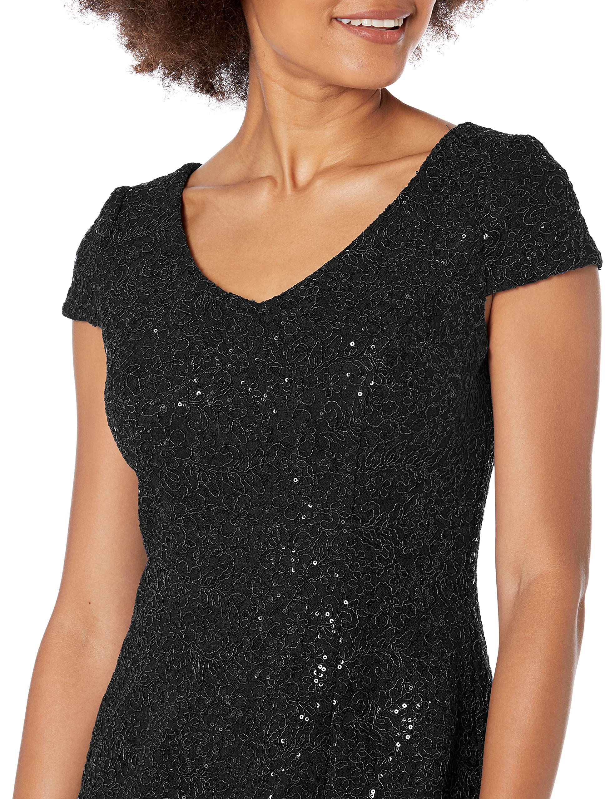 Alex Evenings Women's Knee Length V-Neck Cocktail Dress for Weddings & Special Occasions - Mother of The Bride Dress in Petite & Regular Sizes - Perfect for Bridal Showers, Evening Parties & Formal Events