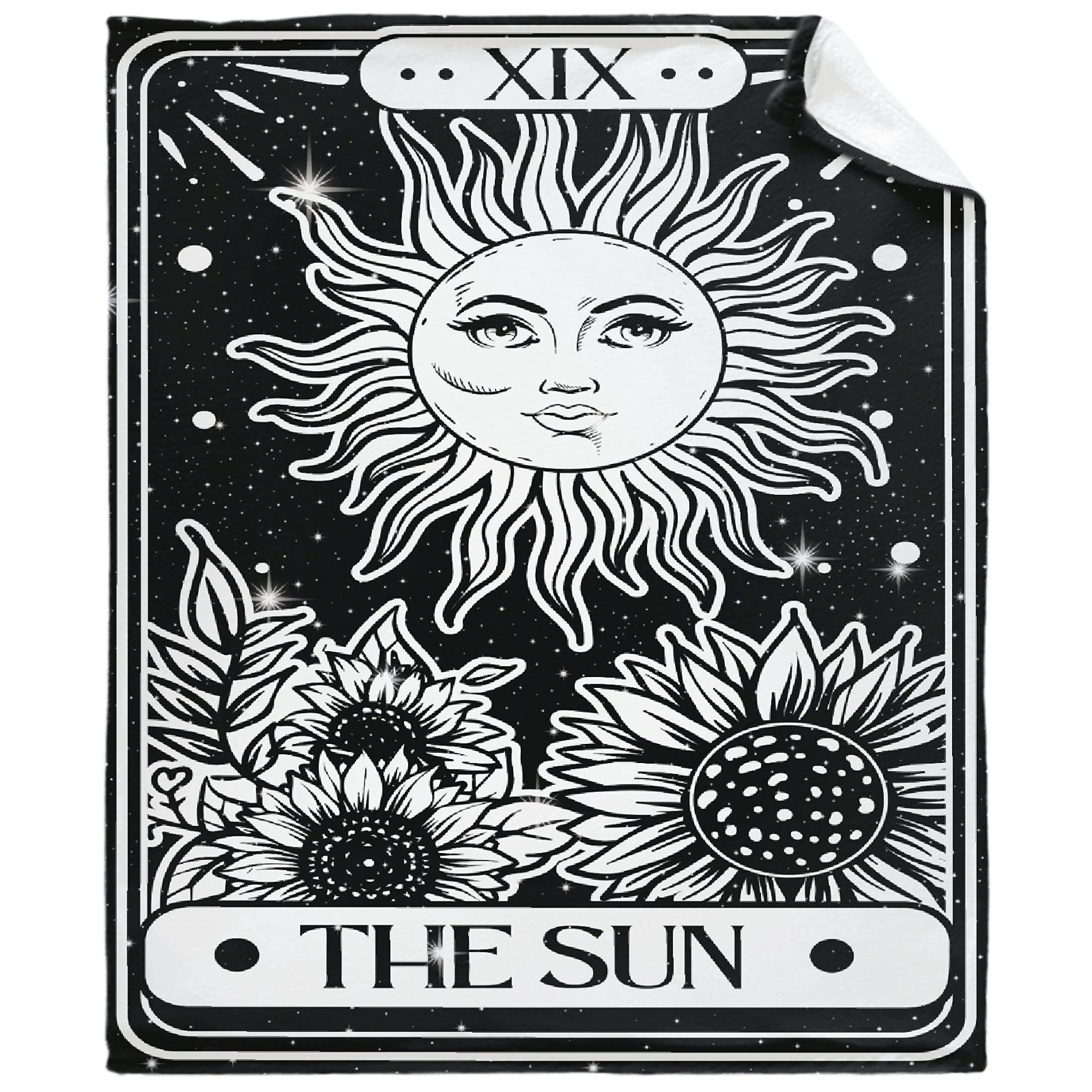 Celestial Astrology Constellation Tarot Boho Hippie Sun Moon Star Flannel Blanket - Lightweight Soft Throw 90x120 Inches for Bed, Couch & Outdoor Use - Wiccan, Psychedelic Design for Whole Family