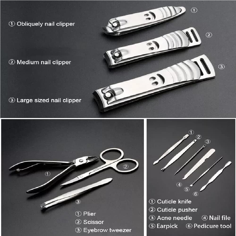 Professional Stainless Steel Manicure Pedicure Kit - 12-Piece Nail Clippers, Scissors & Grooming Tools Set with Travel Case | Perfect for Home, Salon & Travel Nail Care