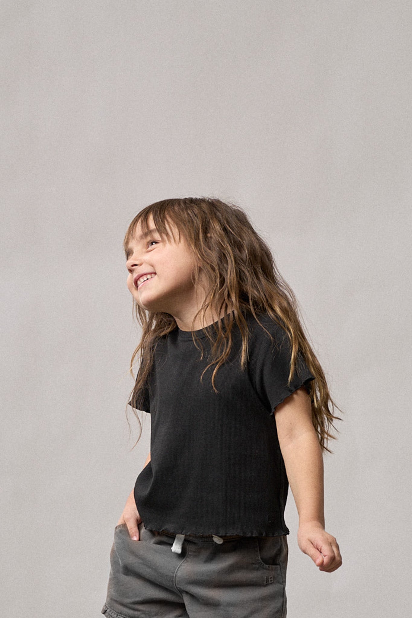 Stylish Ribbed Lettuce Trim Tee in Black - Perfect for Casual Outfits, Layering & Everyday Wear