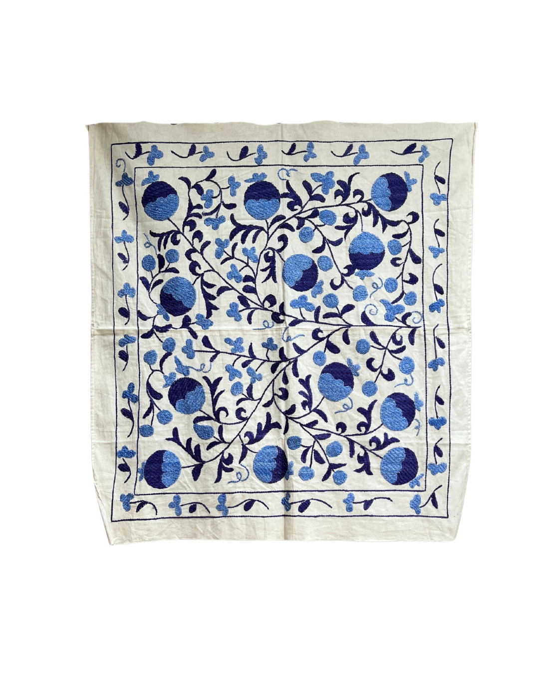 Handmade Small Suzani 073 - Traditional Embroidered Cotton Pillow Cover - Perfect for Boho Home Decor, Sofa Throw & Bedroom Accent
