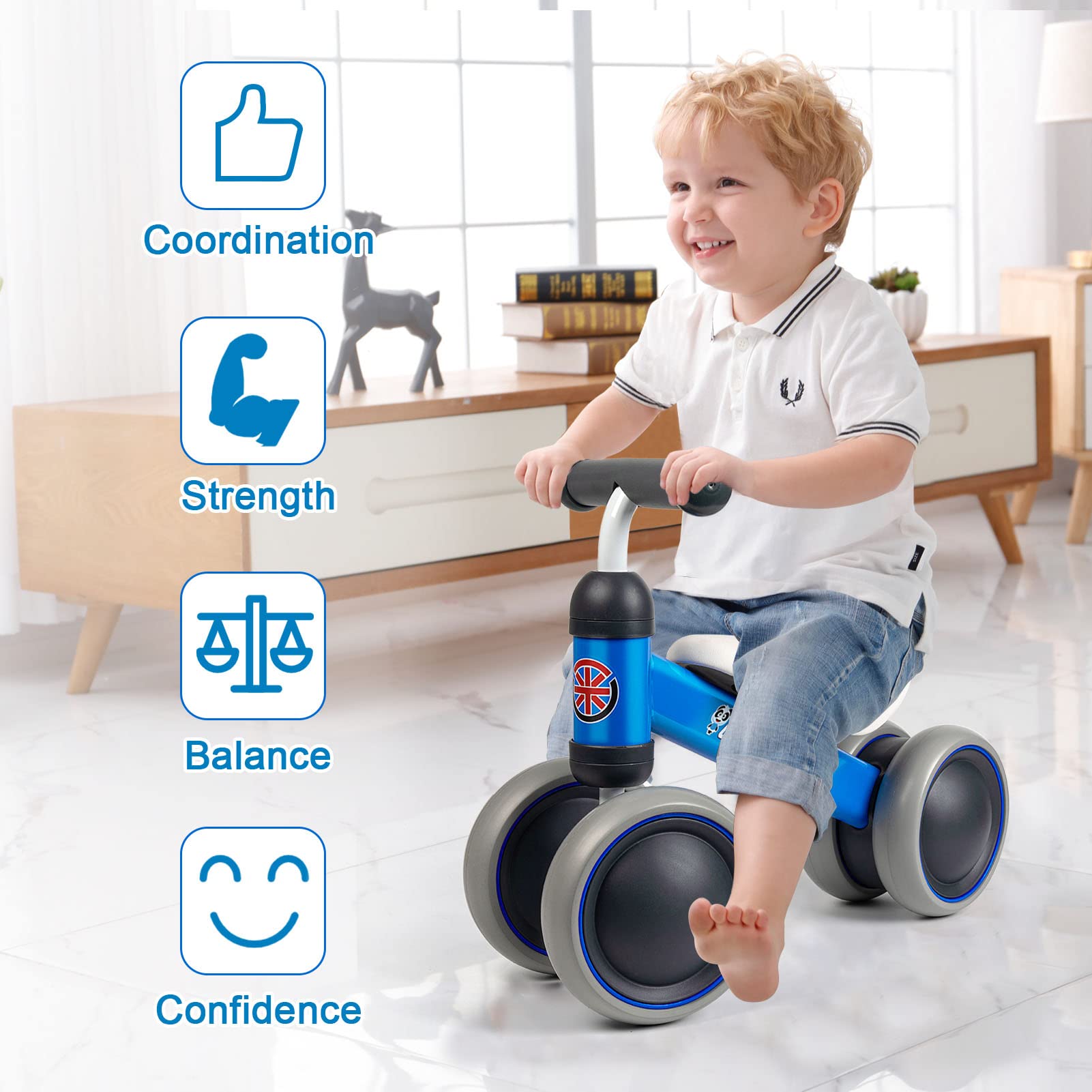 **Ancaixin Baby Balance Bike for 1-3 Year Old Boys & Girls – No Pedal 4-Wheel Toddler Bicycle | First Birthday Gift | Indoor & Outdoor Learning & Riding Toy**    *(Use for early walking practice, balance training, and outdoor adventures!)*