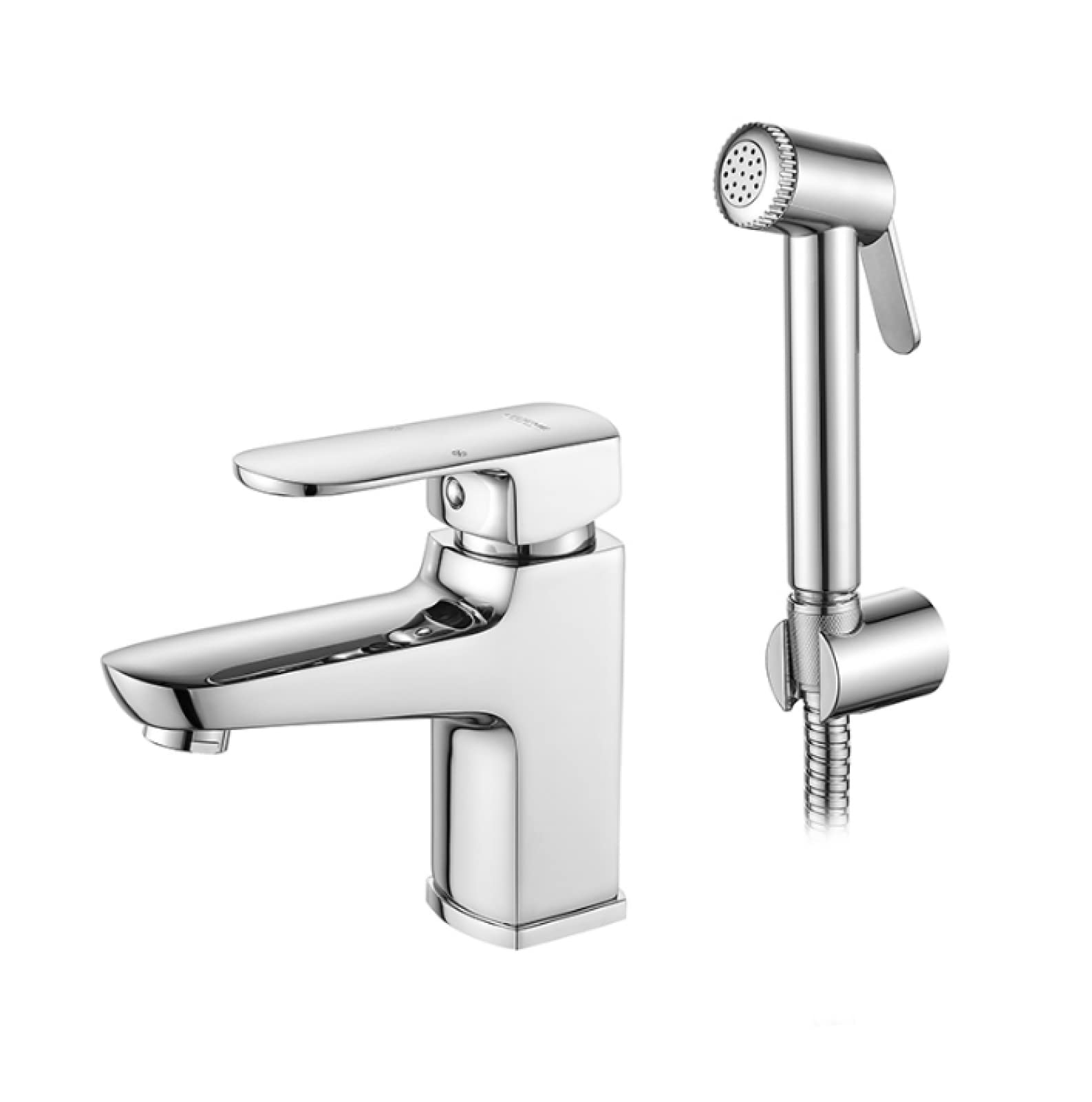 Single Handle Chrome Basin Faucet with Handheld Sprayer - Hot & Cold Water Mixing Bathroom Sink Faucet for Modern Vanity & Powder Room Upgrades