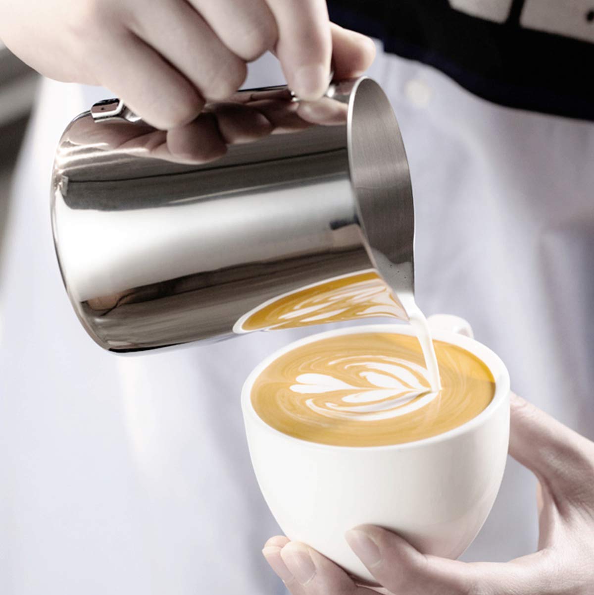 Premium Stainless Steel Espresso & Cappuccino Milk Frothing Pitcher with Scale - 350ml Barista-Grade Coffee Frother for Latte Art - Perfect for Home & Professional Coffee Shops