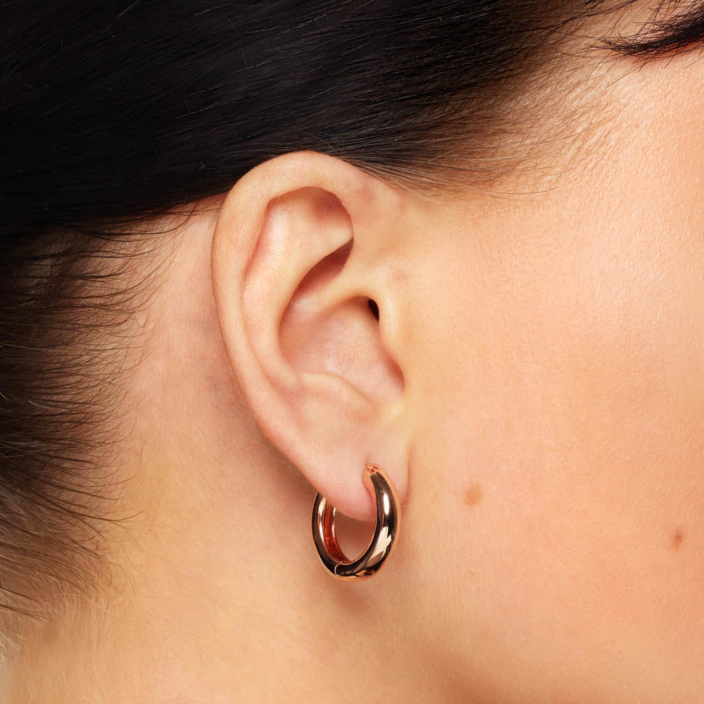 Rose Gold Midi Curve Hoop Earrings for Women - Trendy Dainty Everyday Jewelry - Perfect for Office, Date Night & Special Occasions