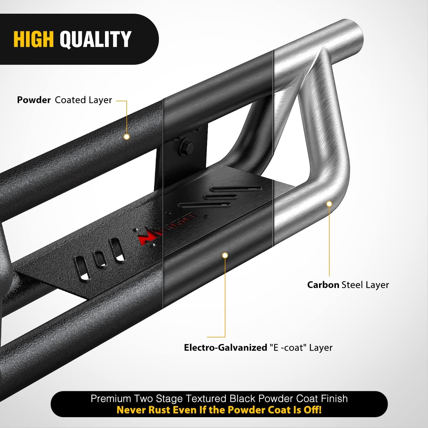 2007-2019 Chevy Silverado & GMC Sierra 1500/2500HD/3500HD Extended Running Boards - Textured Powder Coated Side Step Nerf Bars - Perfect for Off-Roading & Truck Customization