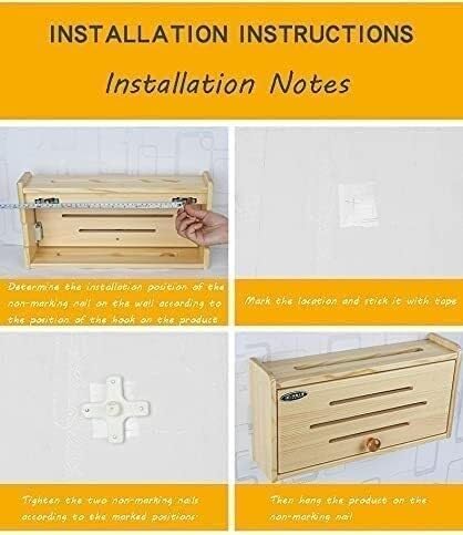 Solid Wood Wireless Router Storage Box - Wall Mount WiFi Router Organizer with Power Cord Management, Free Punch Holes (Yellow, 41x24.7cm) - Perfect for Home Office, Living Room & Bedroom Network Setup