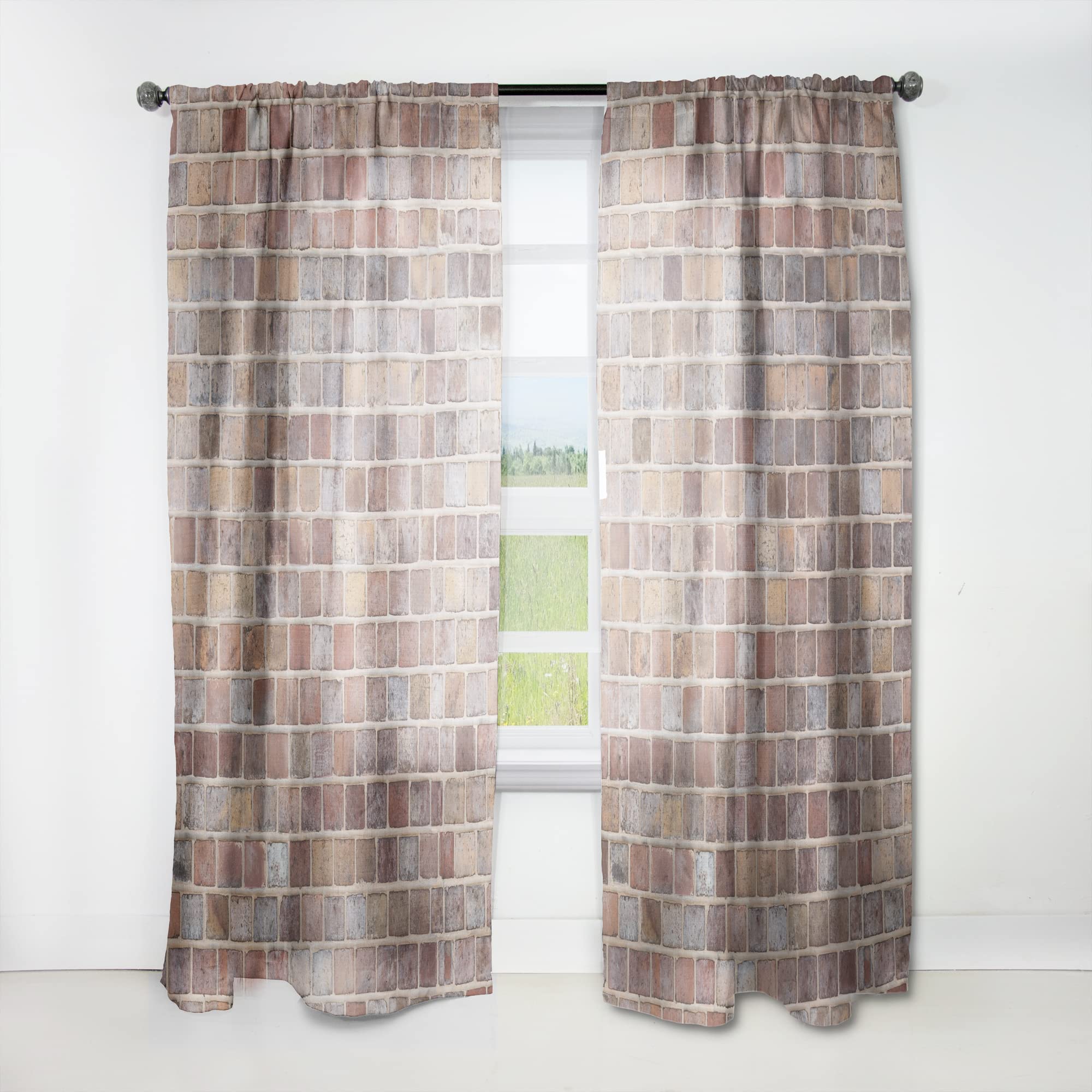 DesignQ Thermal Insulated Curtains - Red Brick Wall Texture Single Panel (52x120 inches) for Bedroom & Living Room | Noise Reducing, Blackout Drapes for Home Decor & Privacy