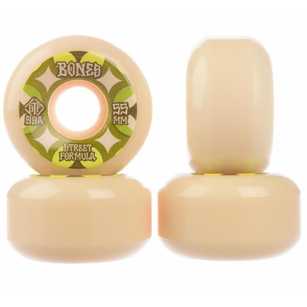 Bones Wheels ATF Rough Riders Skateboard Wheels - 56mm 101a Durable Urethane Wheels for Street & Park Skating - Perfect for Cruising, Tricks & Smooth Rides