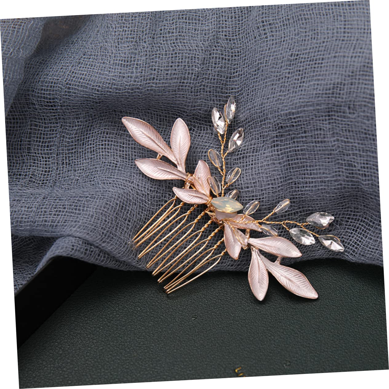 Elegant Rhinestone Leaf Wedding Hair Comb - Handmade Zinc Alloy Bridal Headpiece for Bride, Bridesmaids & Special Occasions | Perfect for Weddings, Proms & Formal Events