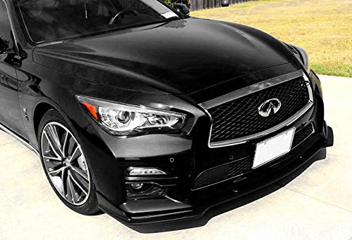 Q1-TECH Front Bumper Lip Spoiler for 2014-2017 Infiniti Q50 - Glossy Black ABS Body Kit Splitter | Enhances Aerodynamics & Sporty Look for Street Racing & Car Shows