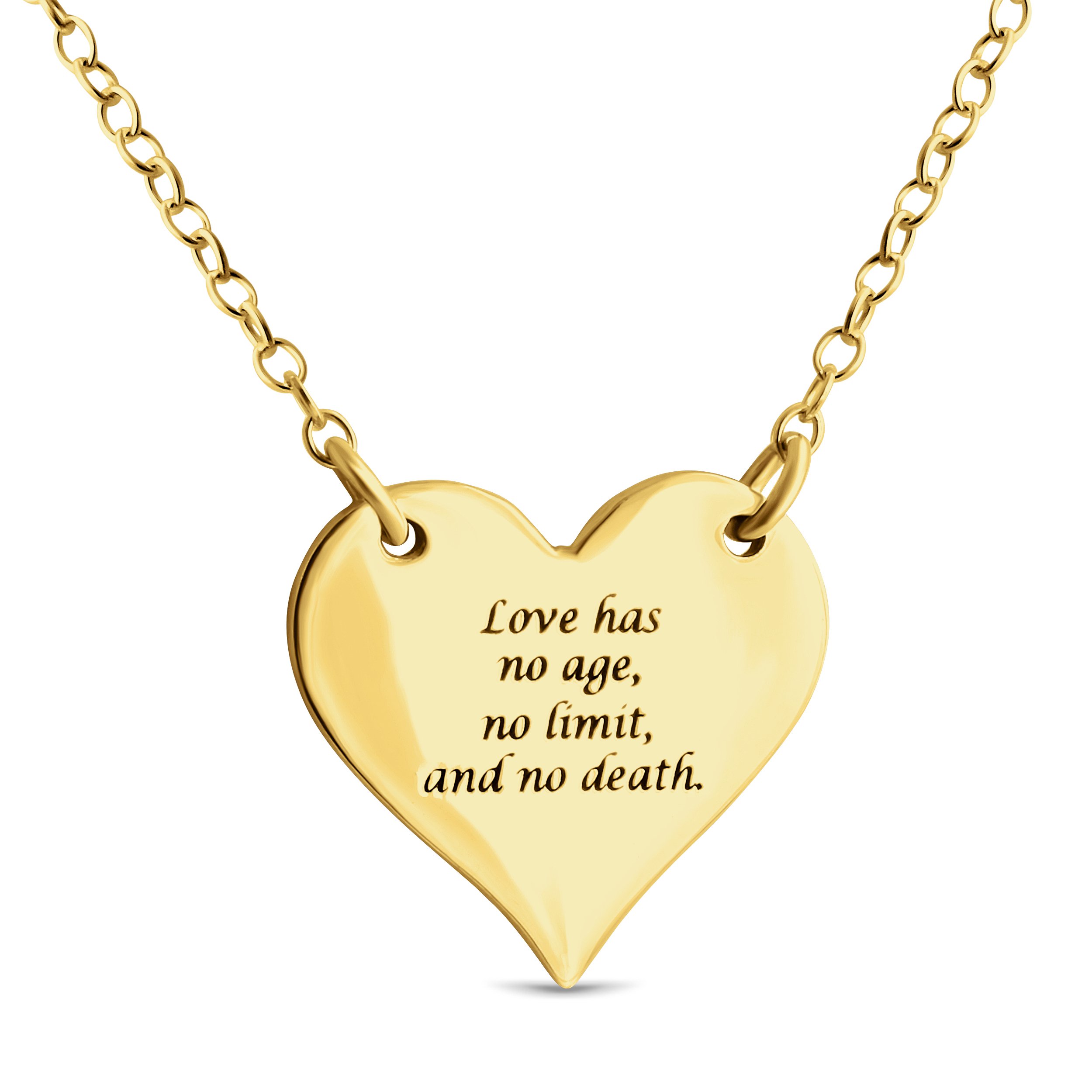 Azaggi 14K Gold Plated Sterling Silver Necklace - Solid Heart Pendant with Romantic Love Message Charm, Jump Ring Chain | Perfect Jewelry Gift for Women, Girlfriend, Wife | Ideal for Valentine's Day, Anniversary & Special Occasions