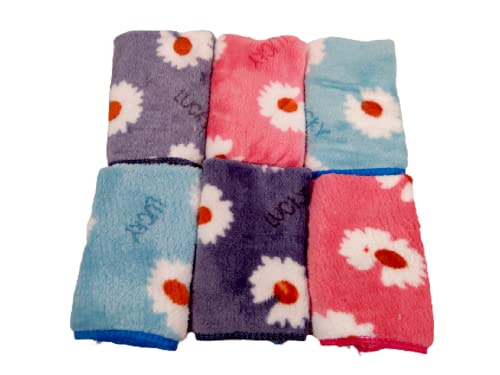 Kanika Combo 1962 - 6-Pack Multicolor Handkerchief Towels for Hand & Face - Soft FUR Texture Bathroom Towels - Unisex Accessories for Men & Women - Perfect for Travel, Gym, and Everyday Use