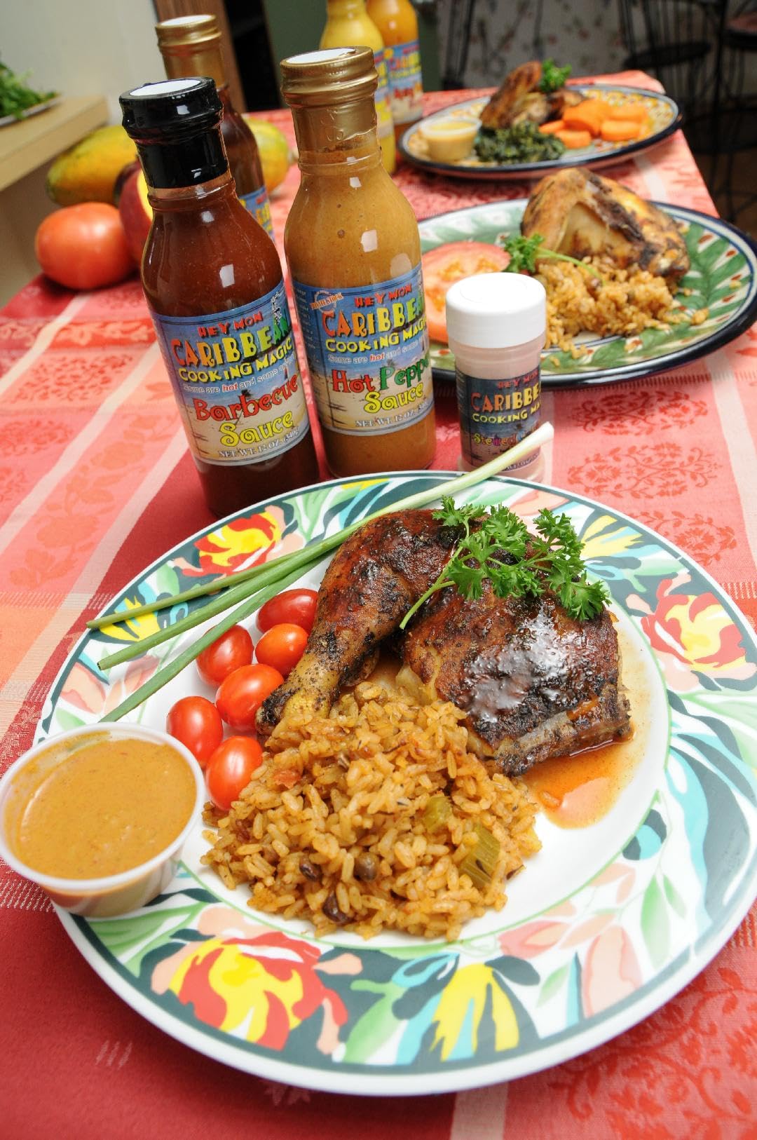 Hey Mon Caribbean Cooking Magic LLC Spicy Mango Sauce - Hot & Mild Flavors | Perfect for Grilling, BBQ & Tropical Dishes