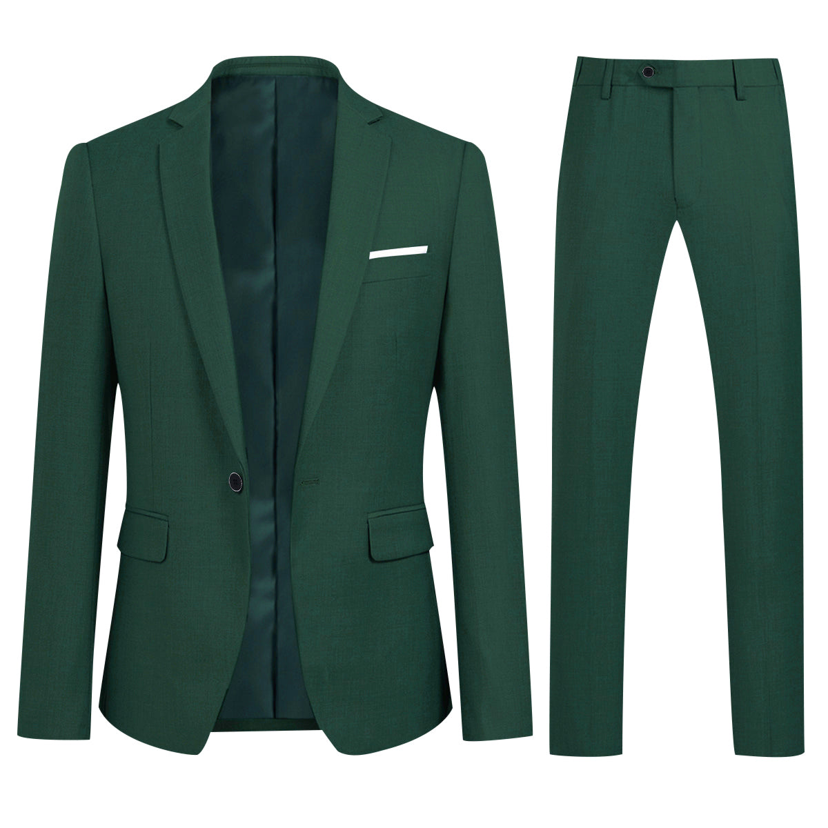 2 Piece Slim Fit Men's Suit Set - Dark Green Formal Business Attire for Weddings, Office & Special Occasions