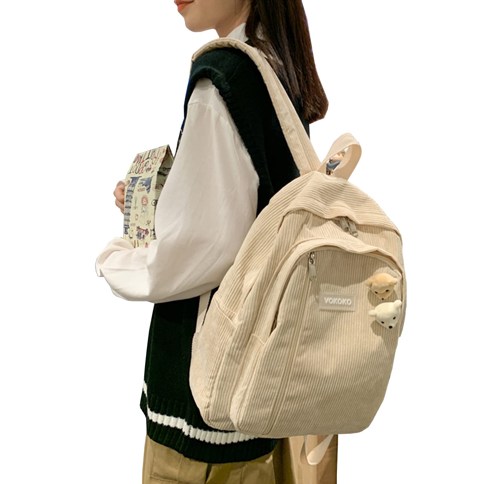 Stylish Corduroy Backpack for School & Travel - Durable Laptop Bookbag for Women & Students - Perfect for College, Work & Daily Commute