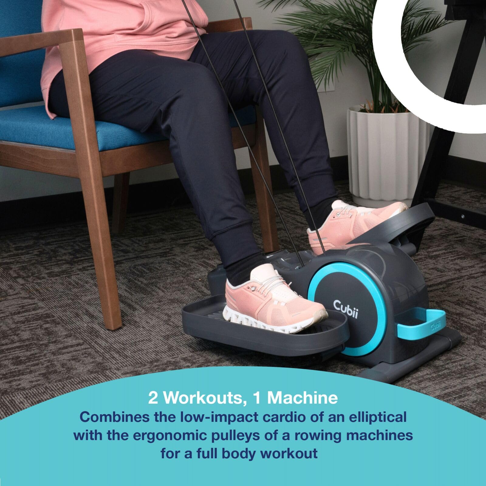 **Cubii Total Body 2-in-1 Under Desk Elliptical Machine – 12 Resistance Levels, Low-Impact Cardio & Strength Training for Home & Office – Ergonomic Pulley System for Full-Body Workout – Ideal for Adults & Seniors (Perfect for Sedentary Lifestyles & Active Recovery)**