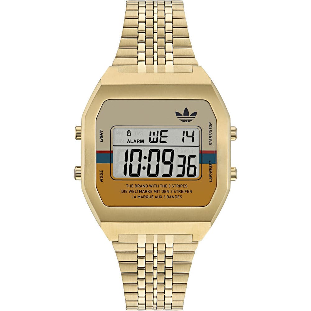 Adidas Originals Digital Gold Stainless Steel Strap Unisex Watch AOST23555 - Stylish Sports & Casual Wear for Men and Women