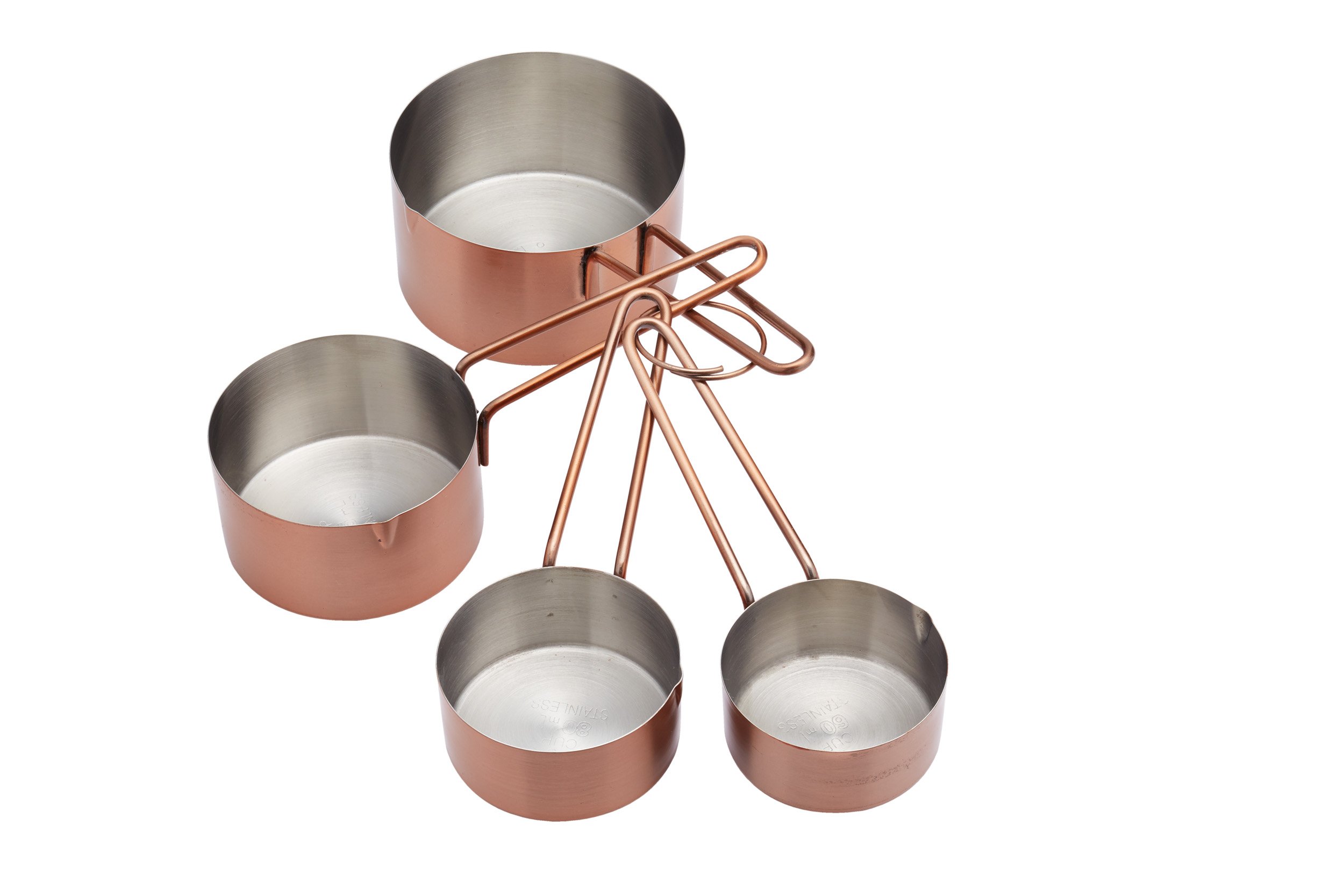 Premium Stainless Steel Measuring Cups Set of 4 - Copper Finish, Silver & Brown - Perfect for Baking, Cooking & Kitchen Measuring | Dishwasher Safe & Rust-Resistant