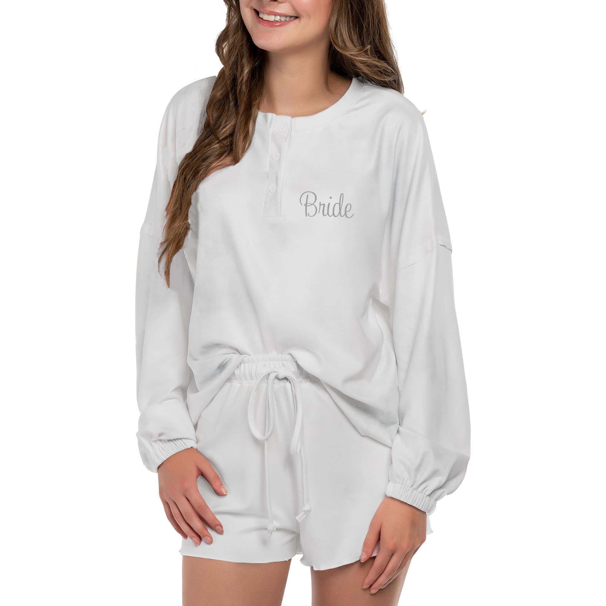Bride Pajama Set for Wedding Day - Comfortable Bridal Pajamas & Lounge Wear - Perfect for Bridal Shower, Honeymoon & Getting Ready Photos